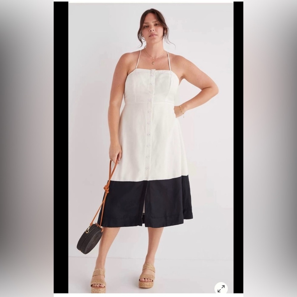 Maeve White and Black Colorblock Midi Dress size small